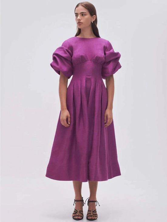 Aje Dresses & Skirts - AJE Purple Puff Sleeve Midi Dress Like New